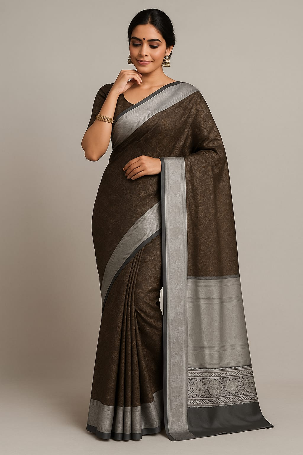 Clash Border Cotton Silk Saree (Mehroon)