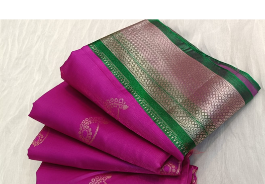 Geometric Print Paithani Silk Blend Saree  (Magenta)