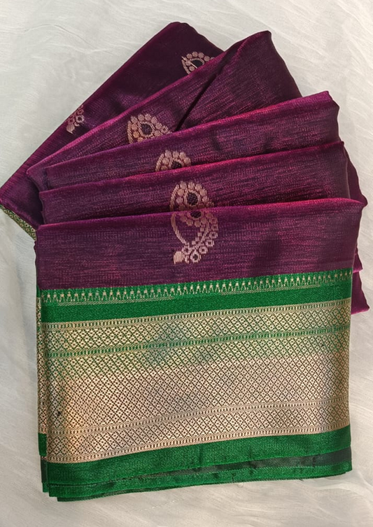 Geometric Print Paithani Silk Blend Saree  (Purple)