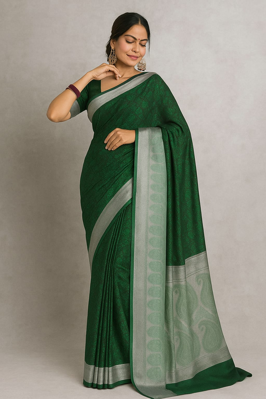 Clash Border Cotton Silk Saree (GREEN)