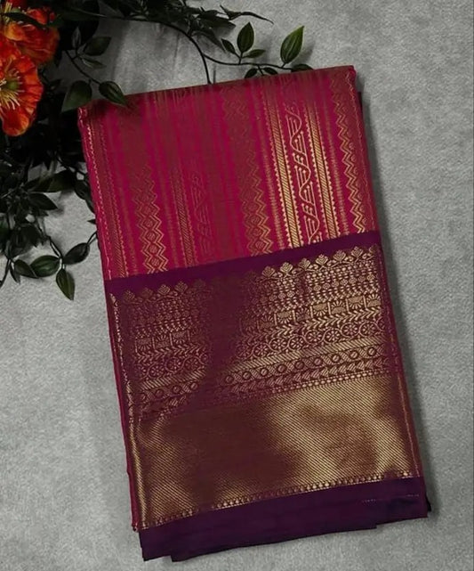Self Design Banarasi Art Silk Saree  (Pink)