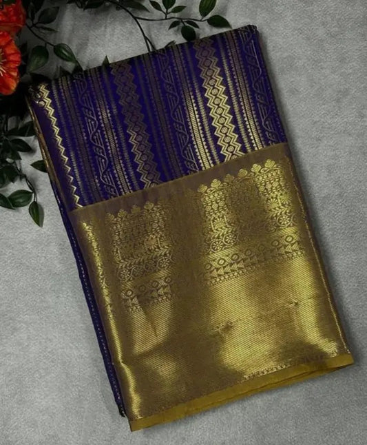 Self Design Banarasi Art Silk Saree  (Blue)