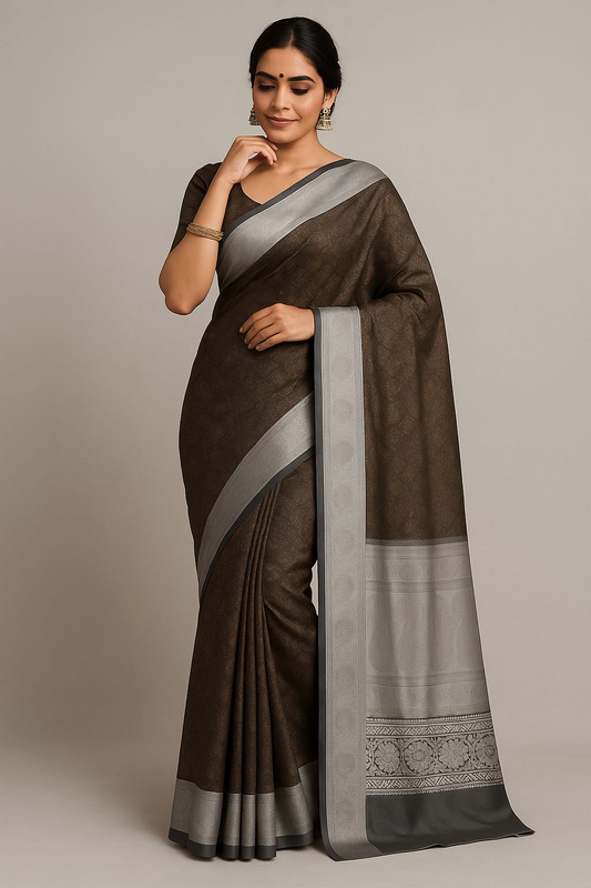 Clash Border Cotton Silk Saree (Mehroon)